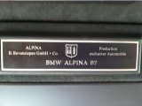 2007 BMW 7 Series Alpina B7 Info Tag