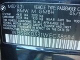 1998 BMW M3 Convertible Info Tag