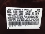 2009 Ridgeline Color Code for Dark Cherry Pearl - Color Code: R529P