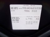 1998 Boxster Color Code for Black - Color Code: A1