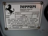 2000 Ferrari 550 Maranello Info Tag