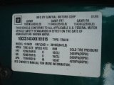 1999 Chevrolet S10 Regular Cab Info Tag