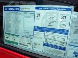 2012 Honda Civic Si Sedan Window Sticker