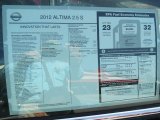 2012 Nissan Altima 2.5 S Window Sticker