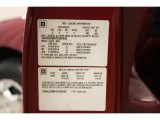 1996 Buick Skylark Custom Sedan Info Tag
