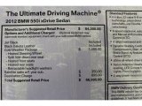 2012 BMW 5 Series 550i xDrive Sedan Window Sticker