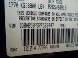2007 Durango Color Code for Brilliant Black - Color Code: PXR