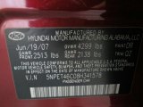 2008 Sonata Color Code for Dark Cherry Red - Color Code: DR
