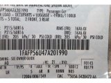 2007 Taurus Color Code for Arizona Beige Metallic - Color Code: AQ