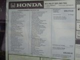 2012 Honda Pilot Touring Window Sticker