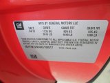 2010 Chevrolet Corvette Grand Sport Coupe Info Tag