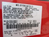 2005 Thunderbird Color Code for Torch Red - Color Code: D3