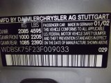 2003 SL Color Code for designo Silver Metallic - Color Code: 029
