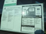 2012 Nissan Frontier SL Crew Cab Window Sticker