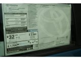 2012 Toyota Yaris SE 5 Door Window Sticker