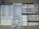 2012 Honda Pilot EX Window Sticker