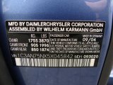 2005 Chrysler Crossfire SRT-6 Roadster Info Tag