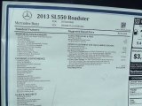 2013 Mercedes-Benz SL 550 Roadster Window Sticker