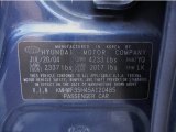 2005 Sonata Color Code for Ardor Blue - Color Code: YQ