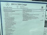 2013 Mercedes-Benz C 350 Coupe Window Sticker