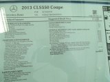 2013 Mercedes-Benz CLS 550 Coupe Window Sticker