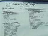 2013 Mercedes-Benz CLS 550 Coupe Window Sticker