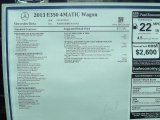 2013 Mercedes-Benz E 350 4Matic Wagon Window Sticker
