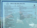 2013 Mercedes-Benz ML 350 4Matic Window Sticker