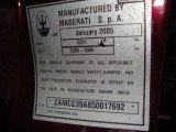 2005 Maserati Quattroporte  Info Tag