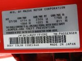 2009 MAZDA3 Color Code for True Red - Color Code: A4A