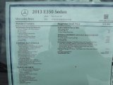 2013 Mercedes-Benz E 350 Sedan Window Sticker