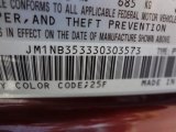 2003 MX-5 Miata Color Code for Garnet Red Mica - Color Code: 25F