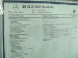 2013 Mercedes-Benz SL 550 Roadster Window Sticker