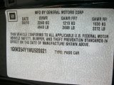 1998 Cadillac Seville SLS Info Tag