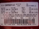 2008 Ram 2500 Color Code for Inferno Red Crystal Pearl - Color Code: PRH