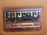 2002 Ferrari 360 Modena F1 Info Tag
