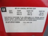 2005 Chevrolet Cavalier LS Coupe Info Tag