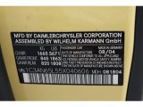 2005 Chrysler Crossfire Limited Roadster Info Tag