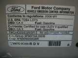 2008 Mercury Mountaineer AWD Info Tag