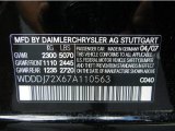 2007 CLS Color Code for Black - Color Code: 040