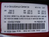 2007 Chrysler 300 Limited Glassback Info Tag
