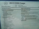 2013 Mercedes-Benz E 350 Coupe Window Sticker