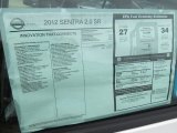 2012 Nissan Sentra 2.0 SR Window Sticker
