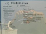 2013 Mercedes-Benz E 350 Sedan Window Sticker