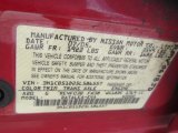 2005 Sentra Color Code for Code Red - Color Code: A20