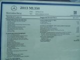 2013 Mercedes-Benz ML 350 4Matic Window Sticker