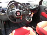 2012 Fiat 500 Lounge Pelle Rosso/Nera (Red/Black) Interior