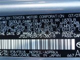 2007 Yaris Color Code for Meteorite Metallic - Color Code: 1F8