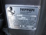 1999 Ferrari 355 F1 Spider Info Tag
