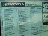 2012 Honda CR-Z EX Navigation Sport Hybrid Window Sticker